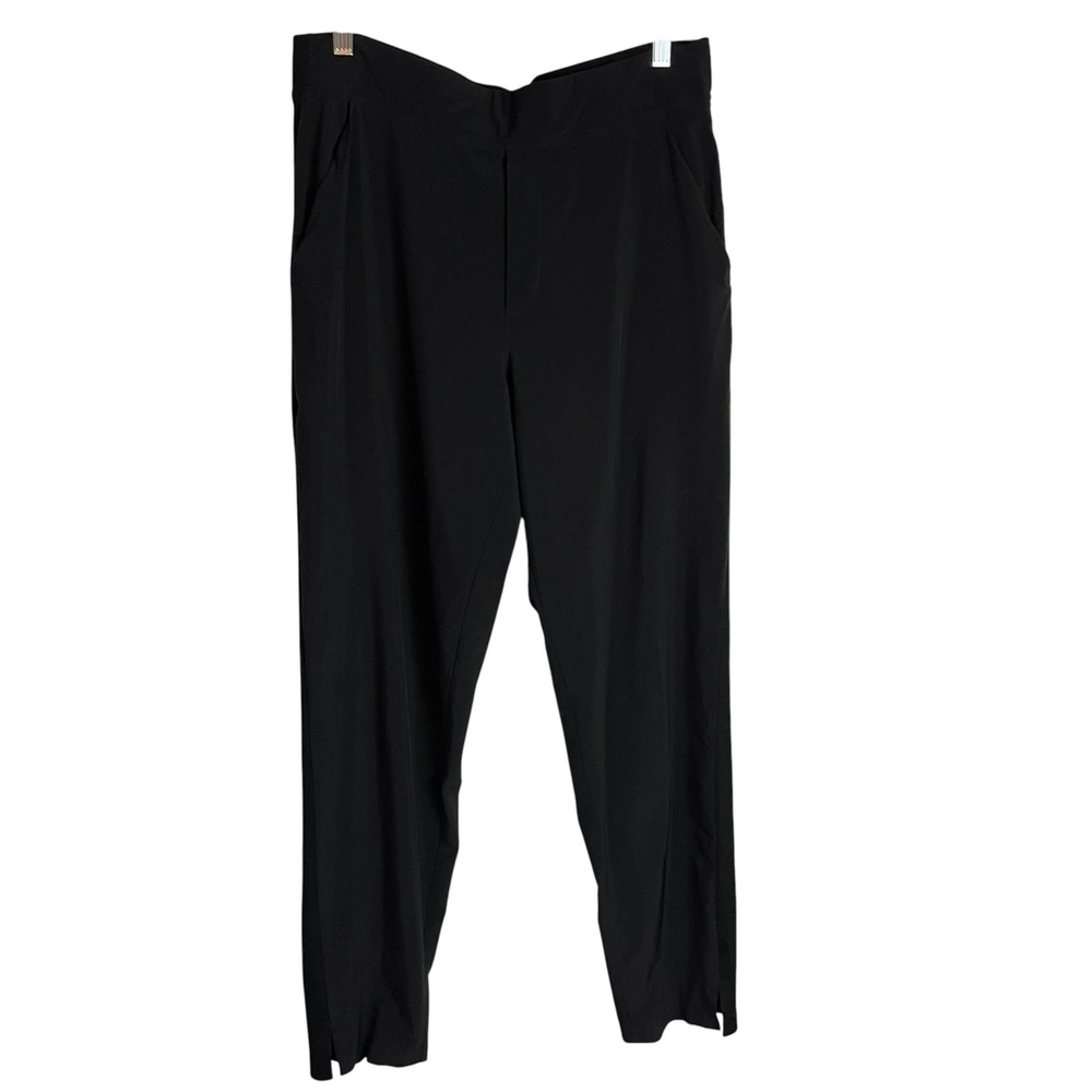 Athleta Womens Brooklyn Ankle Pant Size 12T Black Ribbed Side Panel Tapered Pant